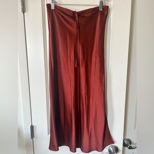 Madewell Satin tie waist midi skirt